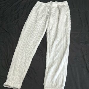 white patterned sweatpants